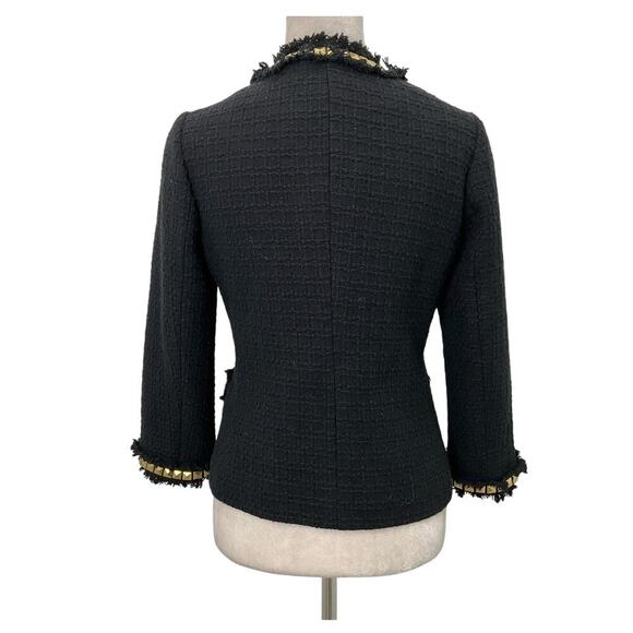 NWT Kate Spade Tabitha Tweed Wool Blazer Jacket Black Gold Studs Size 2 - Picture 7 of 7